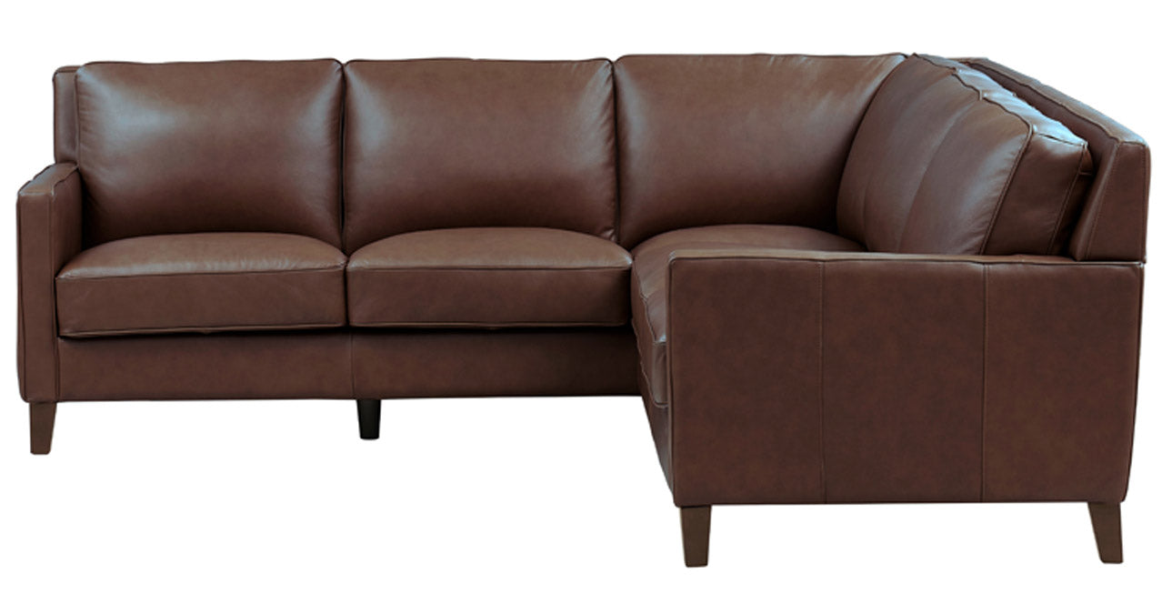 Ashby Leather Sectional Collection, Caramel Brown